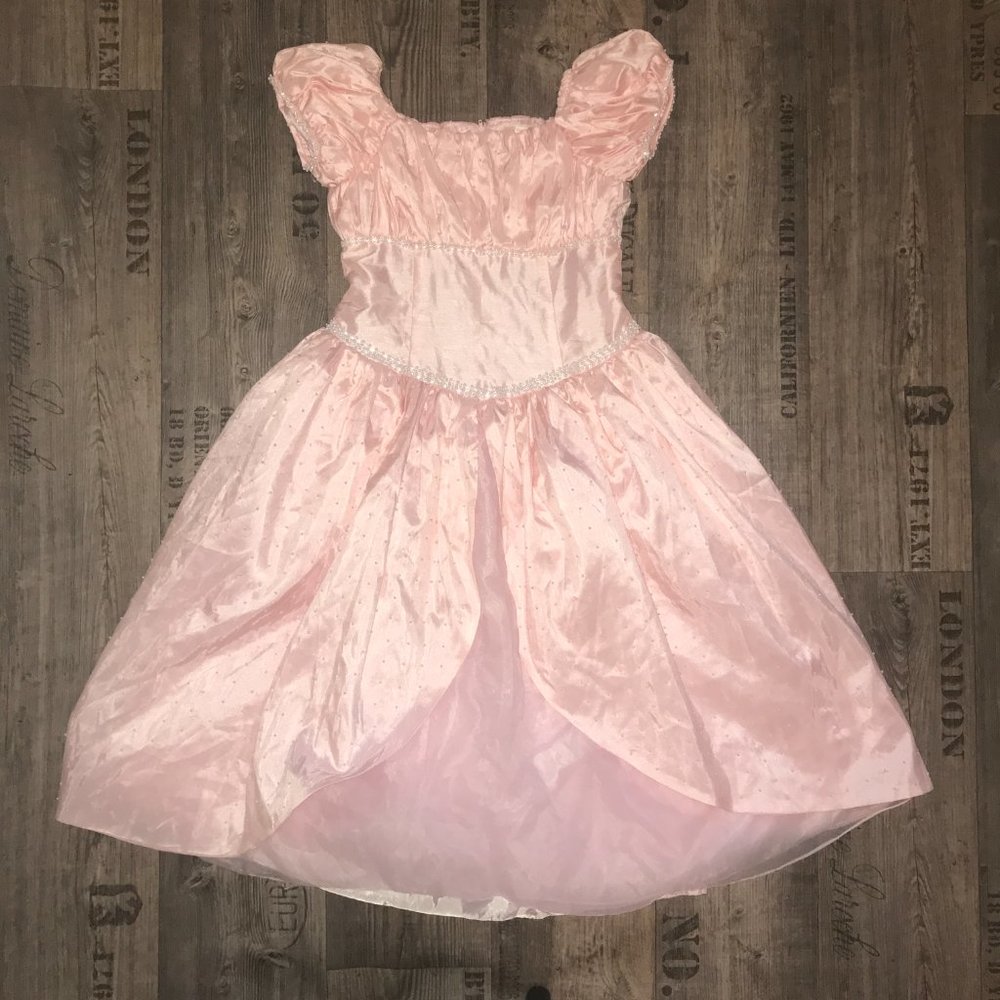Pink pearl puff sleeve princess dress, sz 12